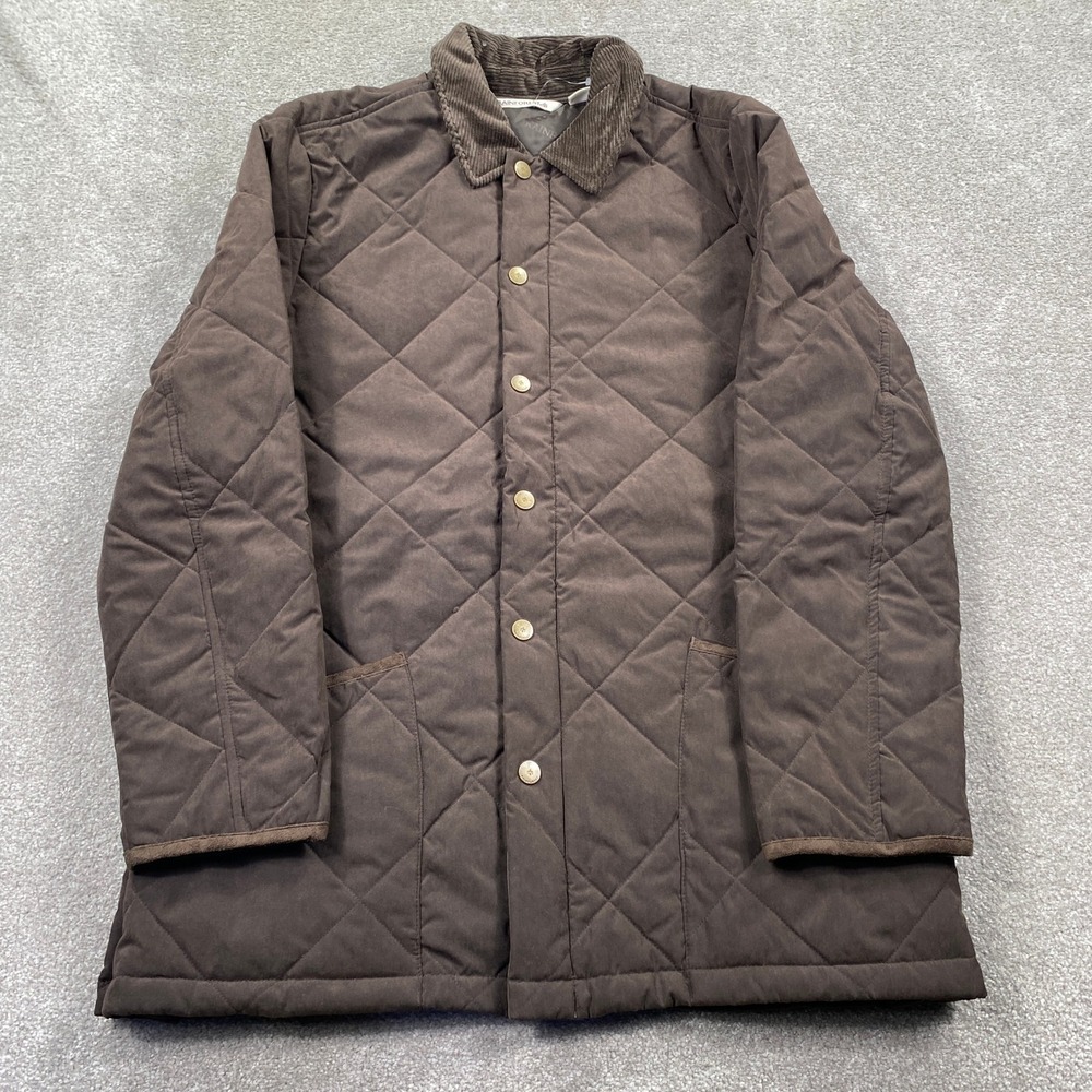 Rainforest Quilted Barn Jacket Mens Medium Chocolate Brown Corduroy Collar